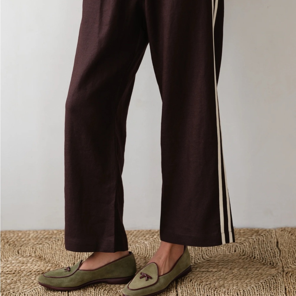 Donni. The Linen Crop Stripe Pant